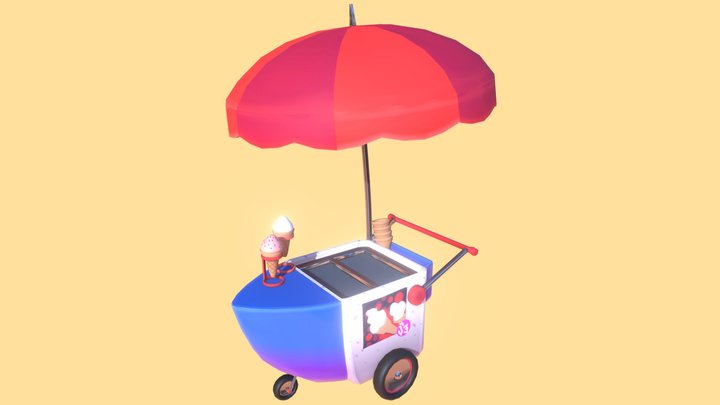 Beach Ice Cream Cart 3D Model