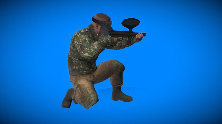 Realistic Paintball Player (animated)
