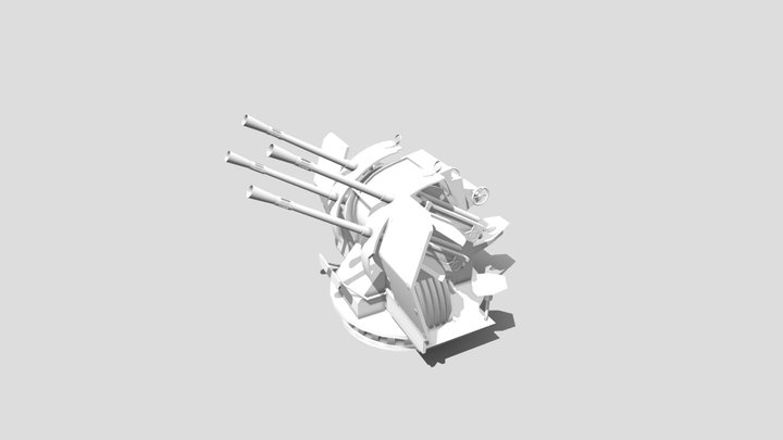 2cm Flakvierling (4x20mm AA Gun) 3D Model
