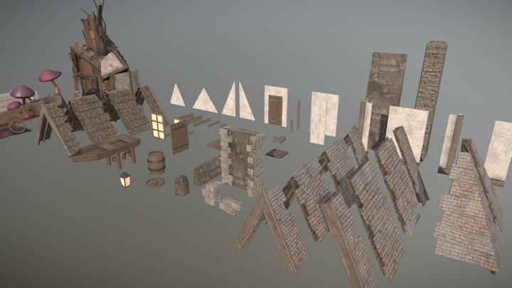 Modular Medieval Town Assets 3D Model