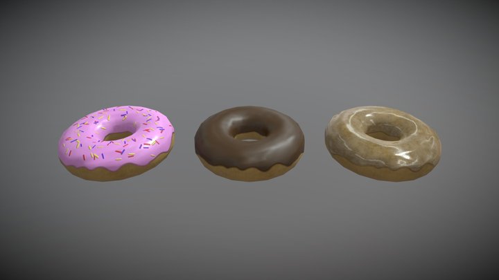 Three delicious donuts! 3D Model