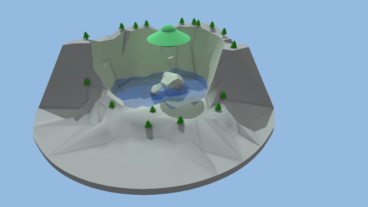 UFO lowpoly mountain range 3D Model
