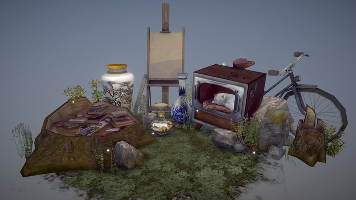 DAE 5 finished props - Forest loner 3D Model