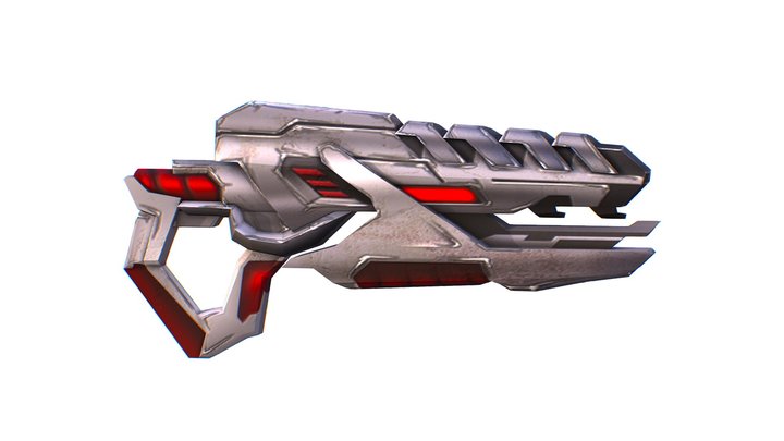 LowPoly Sci-Fi Cartoon Assault Rifle Future 3D Model