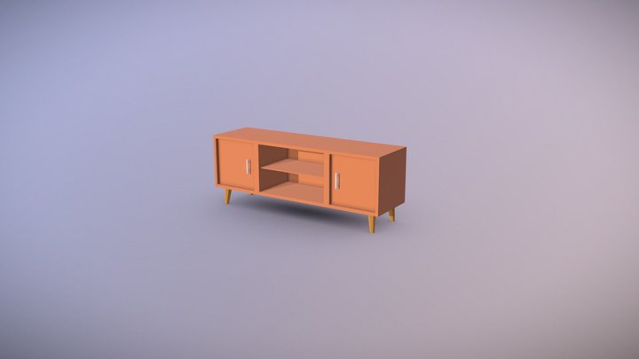 Low Poly Style TV Stand 3D Model