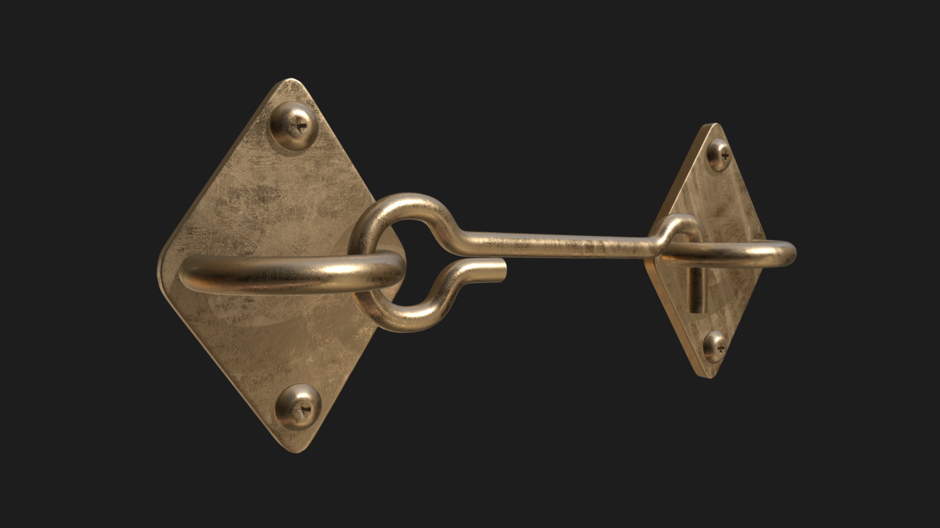 3D model Simple door lock - This is a 3D model of the Simple door lock. The 3D model is about a metal gun with a handle.