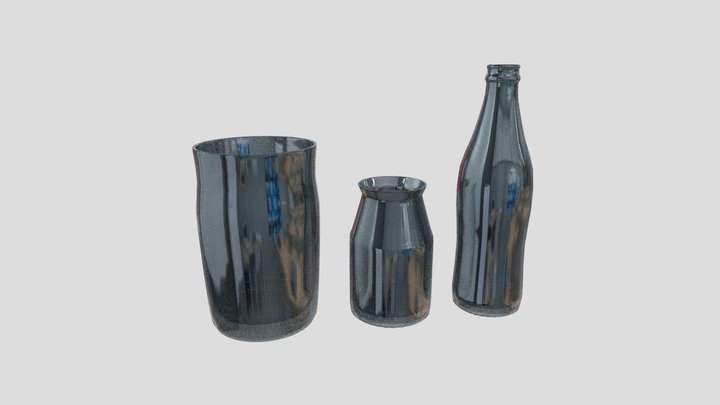 Glass Bottle Collection - 3D Model with Textures 3D Model