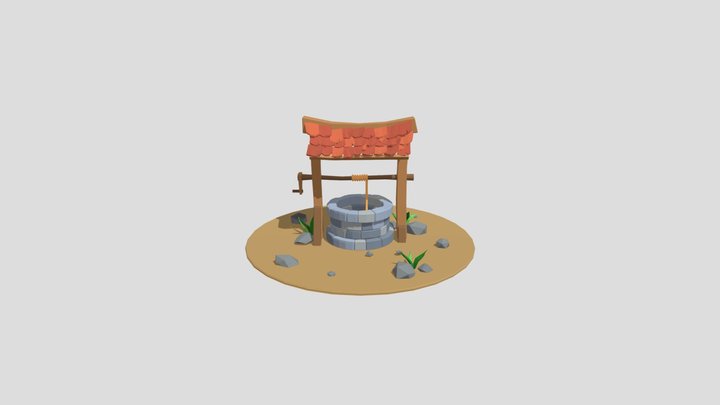 Low Poly Stone Well 3D Model
