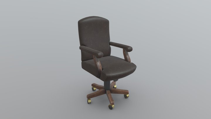 Old leather office chair 3D Model