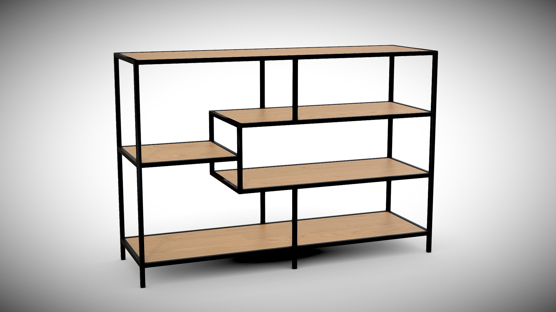 3D model JEREMY shelf - This is a 3D model of the JEREMY shelf. The 3D model is about a wooden shelf with a metal frame.