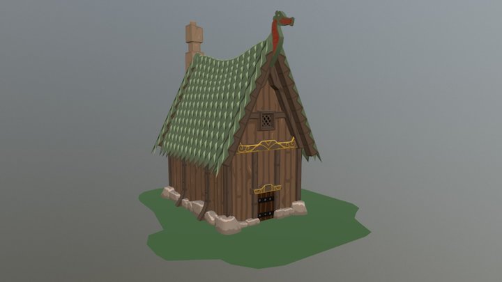 Low Poly Styled House 3D Model