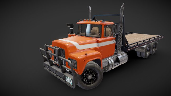 Industrial flatbed truck 3D Model