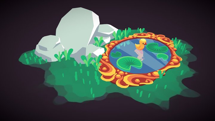 Mirror-pond and little Duck 3D Model