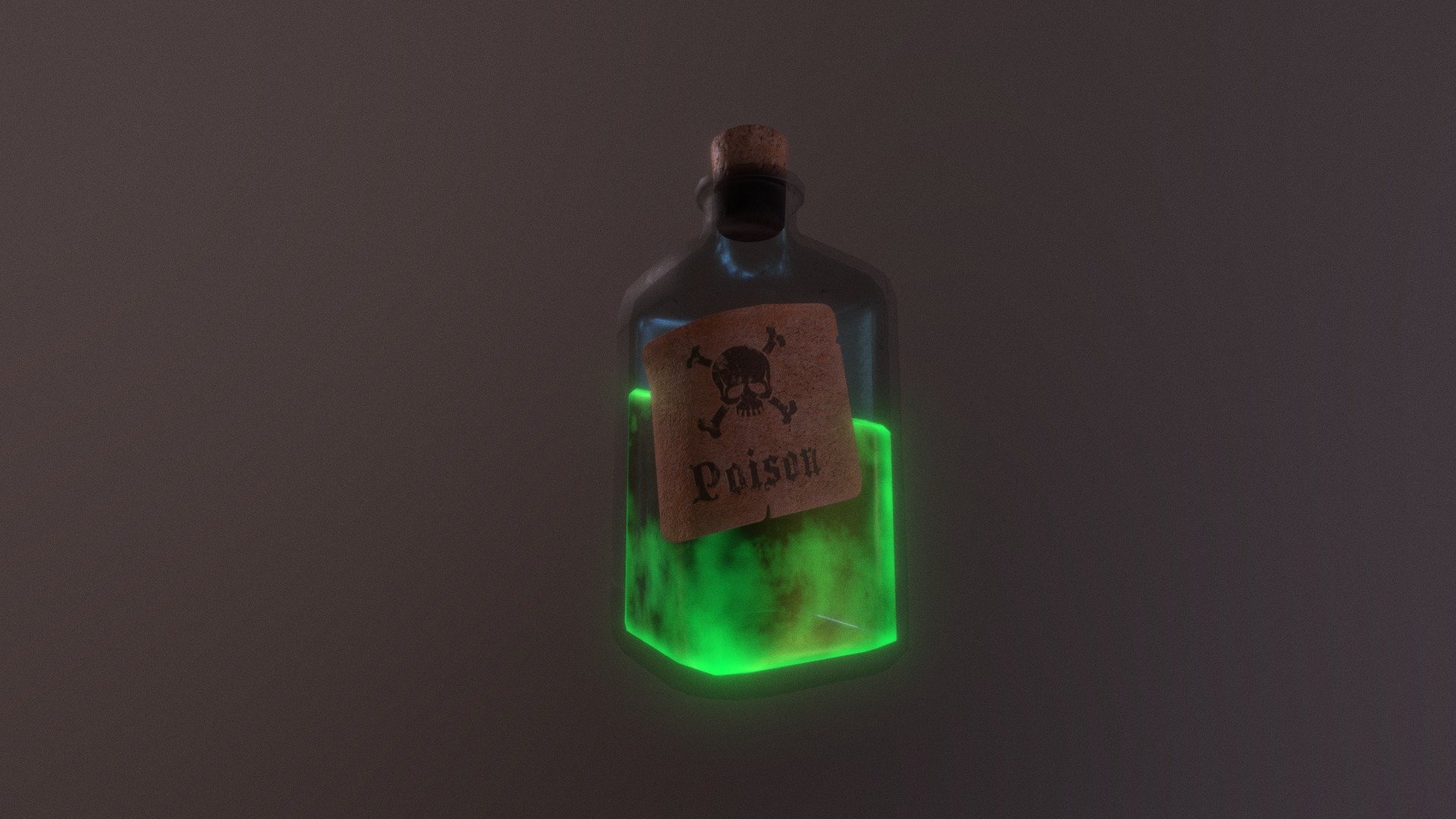 Bottle with wine stopper and label poison