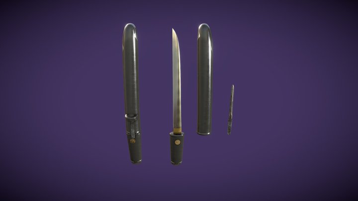 Old Tanto Sword and Dagger 3D Model