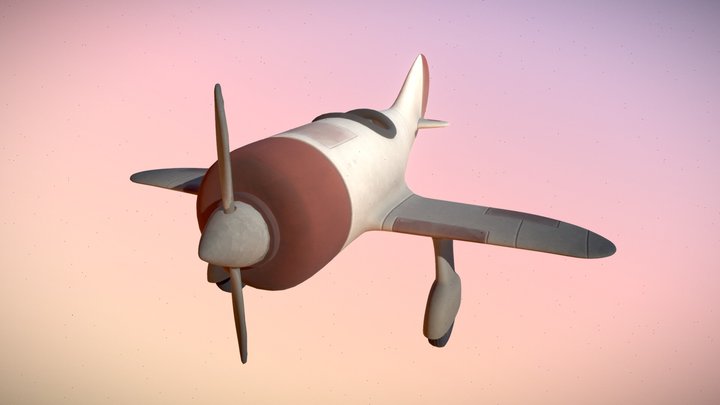 LowPoly Cartoon Airplane 3D Model