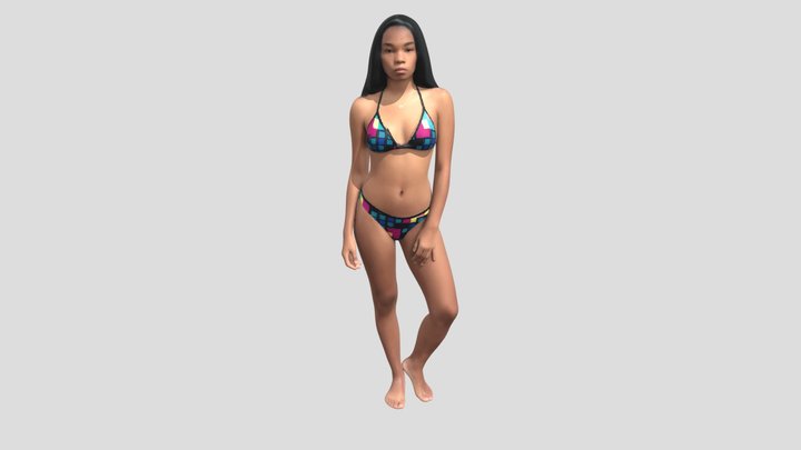 Geometric Colorblock Bikini Portrait – Modello 3D gratuito STL