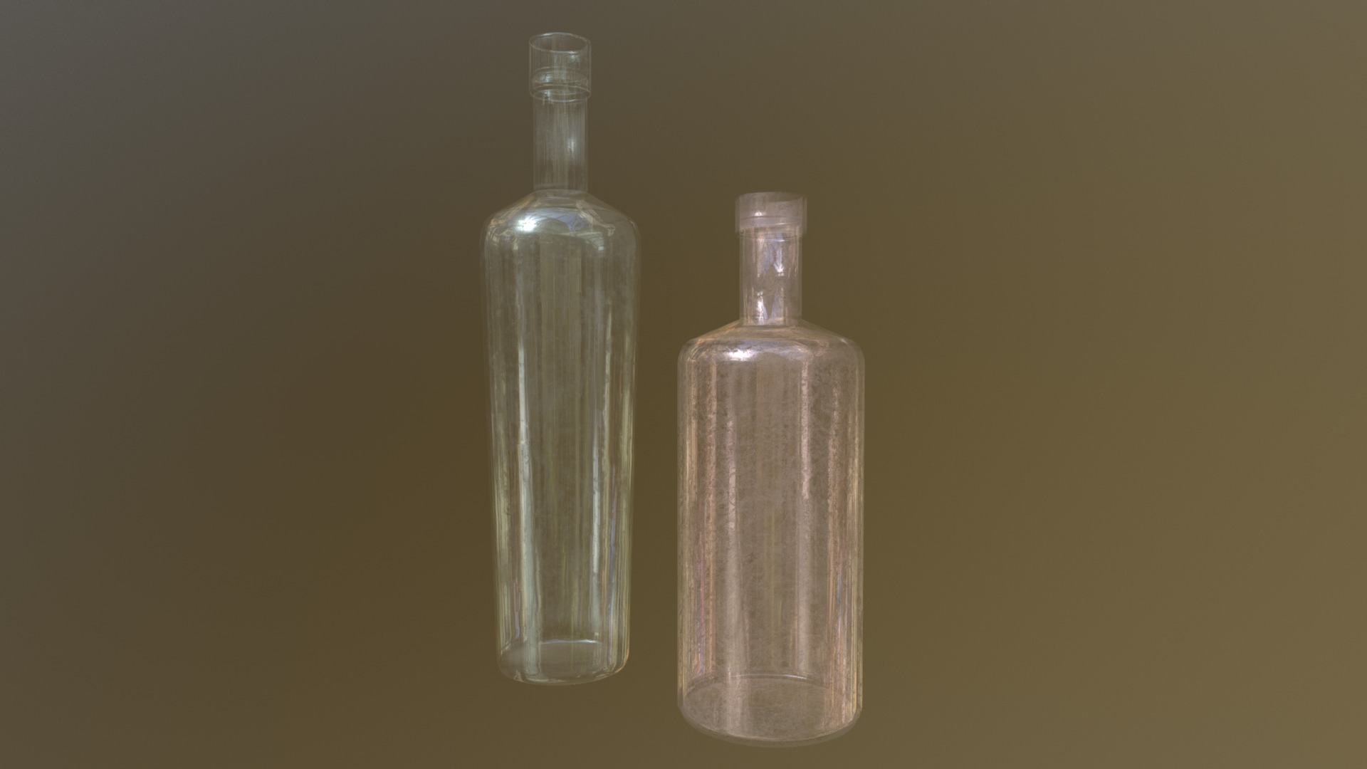 3D model Bottles - This is a 3D model of the Bottles. The 3D model is about a couple of glass bottles.