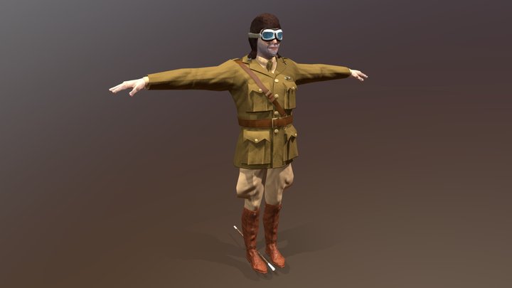 Aviator -RIGGED - WWI British Pilot 3D Model