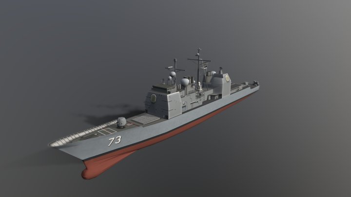 US Navy Ticonderoga Class Cruiser CG73 Low Poly 3D Model
