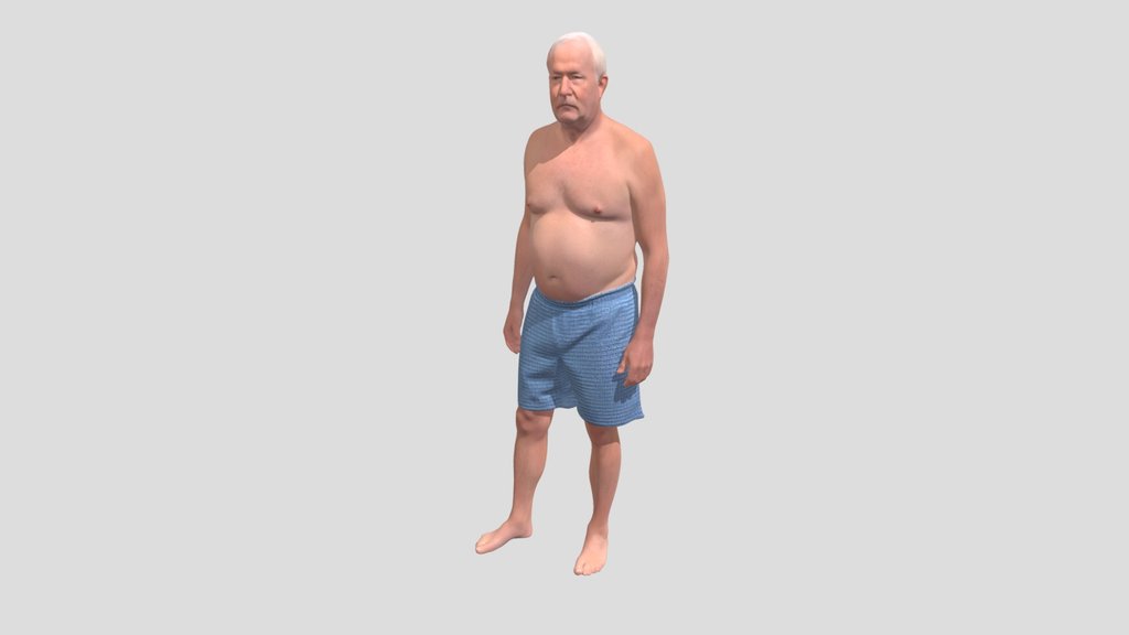 Portrait of an Older Man in Blue Shorts