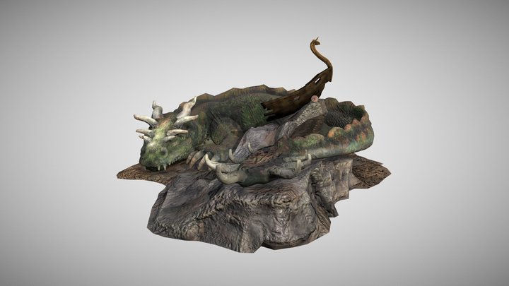 Drago with a broken drakkar 3D Model