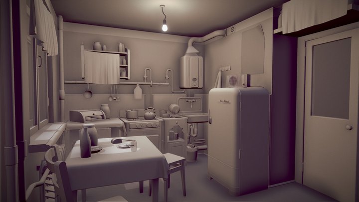 Kitchen Draft [XYZ School DAILY CHALLENGE] 3D Model