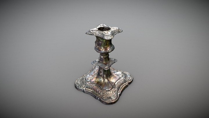 Silver Plate Candlestick Vintage Raw Scan 3D Model