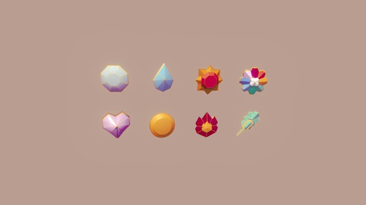 Pokemon Badges 3D Model
