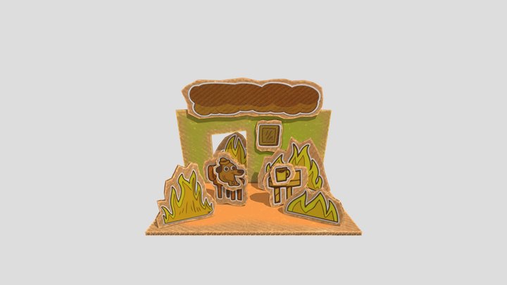 This-is-fine-meme-but-card-board 3D Model