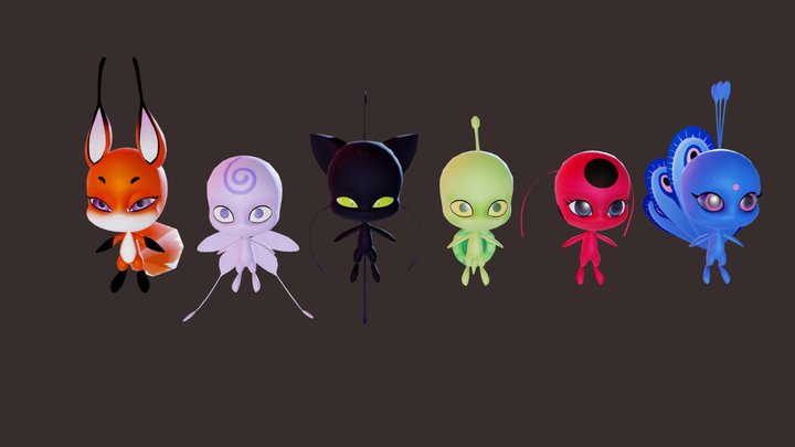 Kwamis (Tikki Plagg Nooroo Duusu Wayzz Trixx) 3D Model
