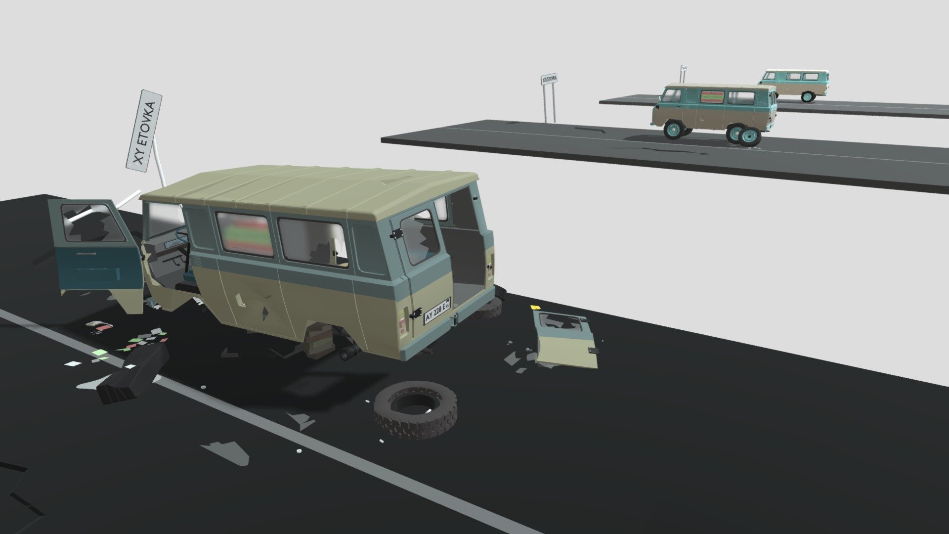 [XYZ_HW_Destruction]UAZ-452 [3 steps of usage]