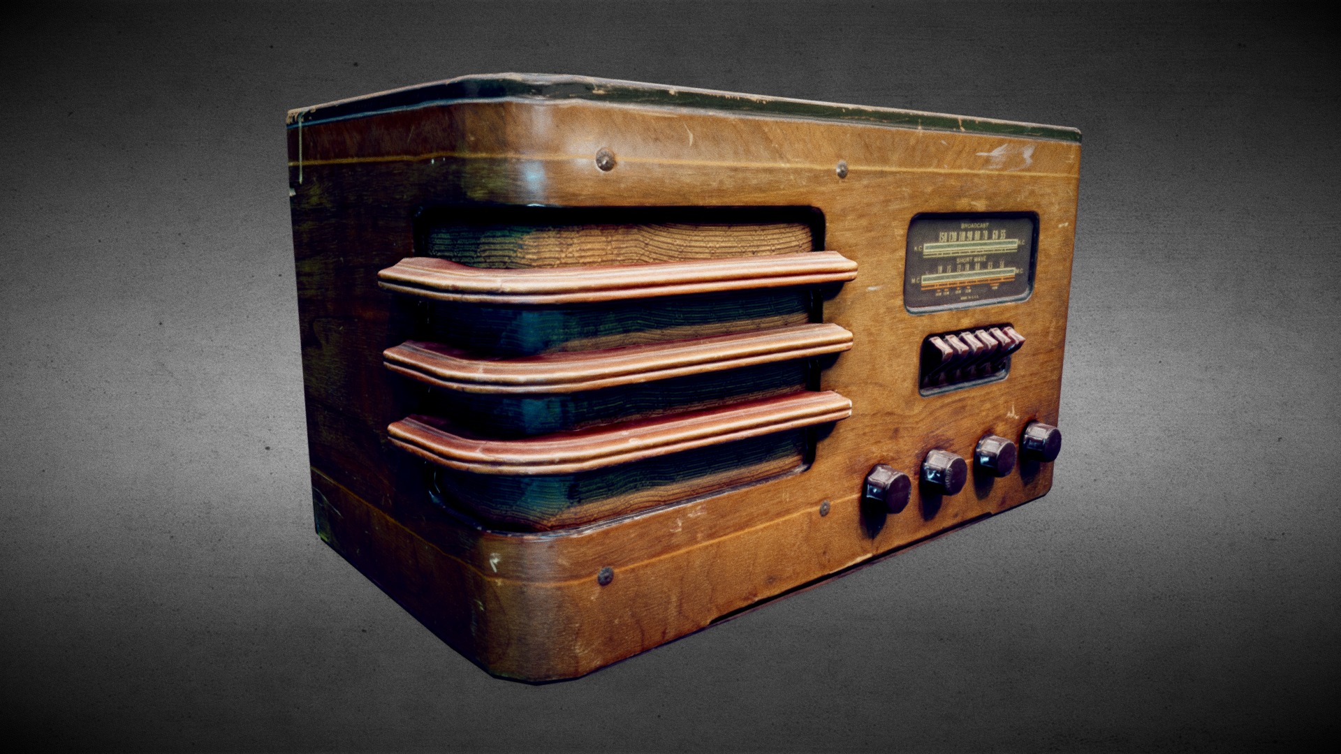 3D model Radio Huston - This is a 3D model of the Radio Huston. The 3D model is about a wooden box with knobs.
