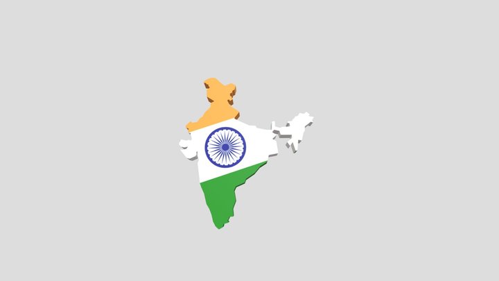 Indian Map Flag 3D Model