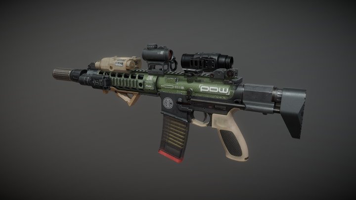 Sig516 Assault Rifle 'OD Custom' 3D Model
