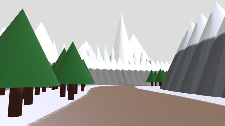 Boreal Mountain Valley Scene – Kostenloses 3D-Modell STL