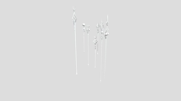 free wizard staff collection 3D Model