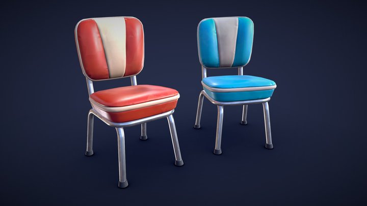 Stylized Diner Chair - Low Poly 3D Model