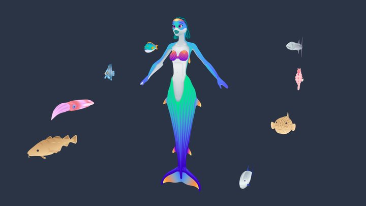 Fishes - Game Assets - Gradient Texture 3D Model