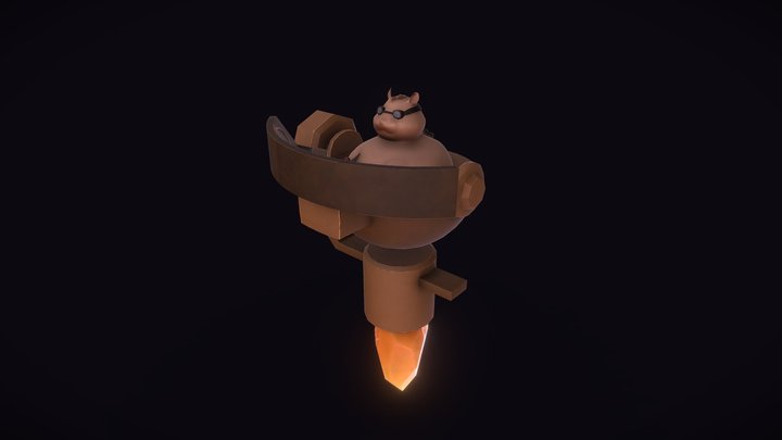 Hamster - Captain Fluffly 3D Model