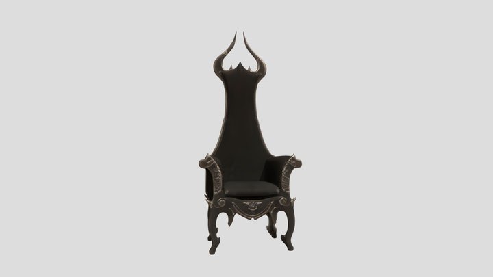 Ornate High-Backed Chair 3D Model