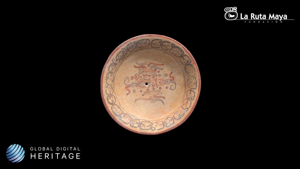 Tripod Plate with Skull Motif and Glyphic Band