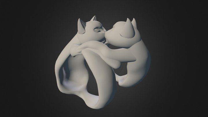 Two Cat Ring 3D Model