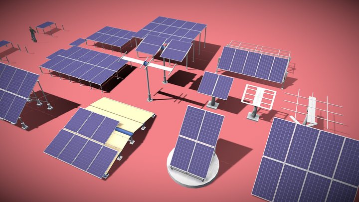 光伏发电板架集合-Photovoltaic panels – Kostenloses 3D-Modell STL