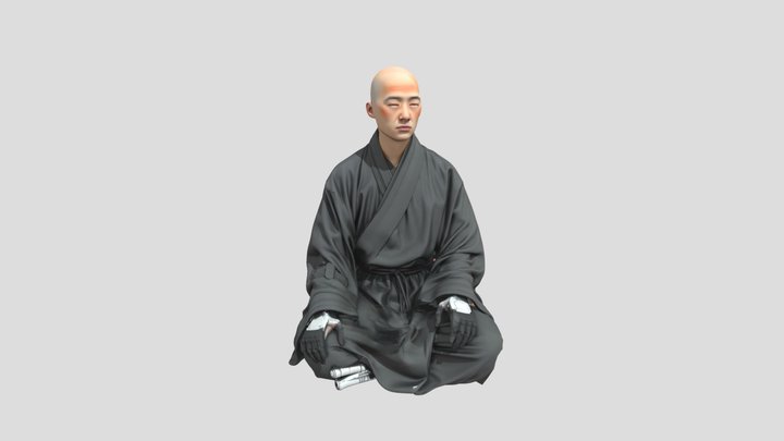 Japanese_monk_cyborg_sitting 3D Model