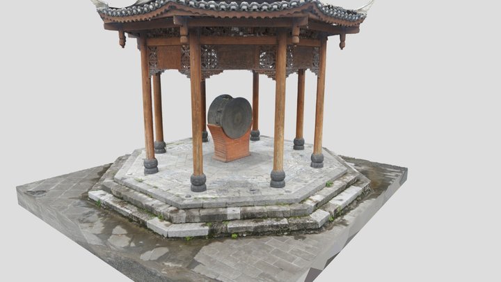 景区古建筑铜鼓 地面相机扫描 3D Model
