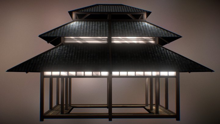 VR Japanese Tiled Roof 3D Model