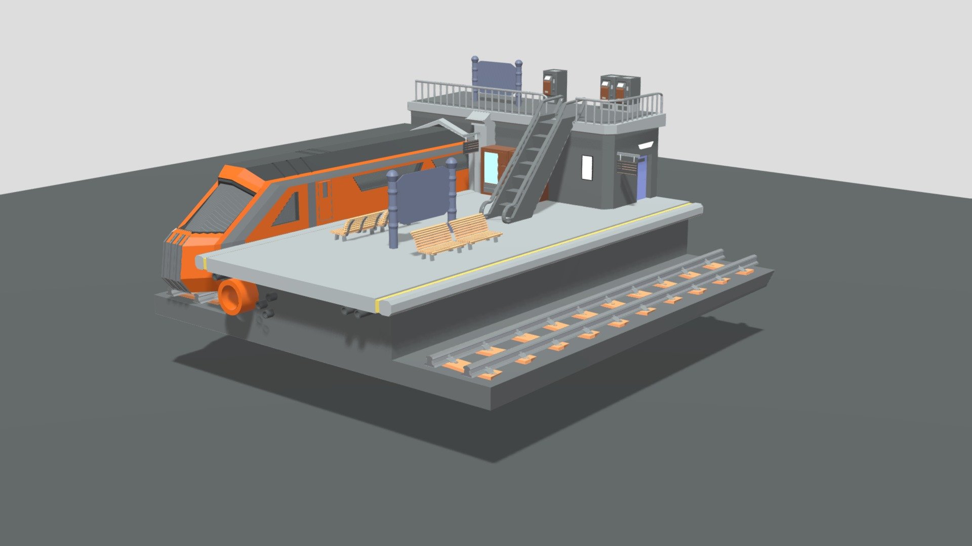 Isometric traine station - Download Free 3D model by aidgod [5f7e1d1 ...
