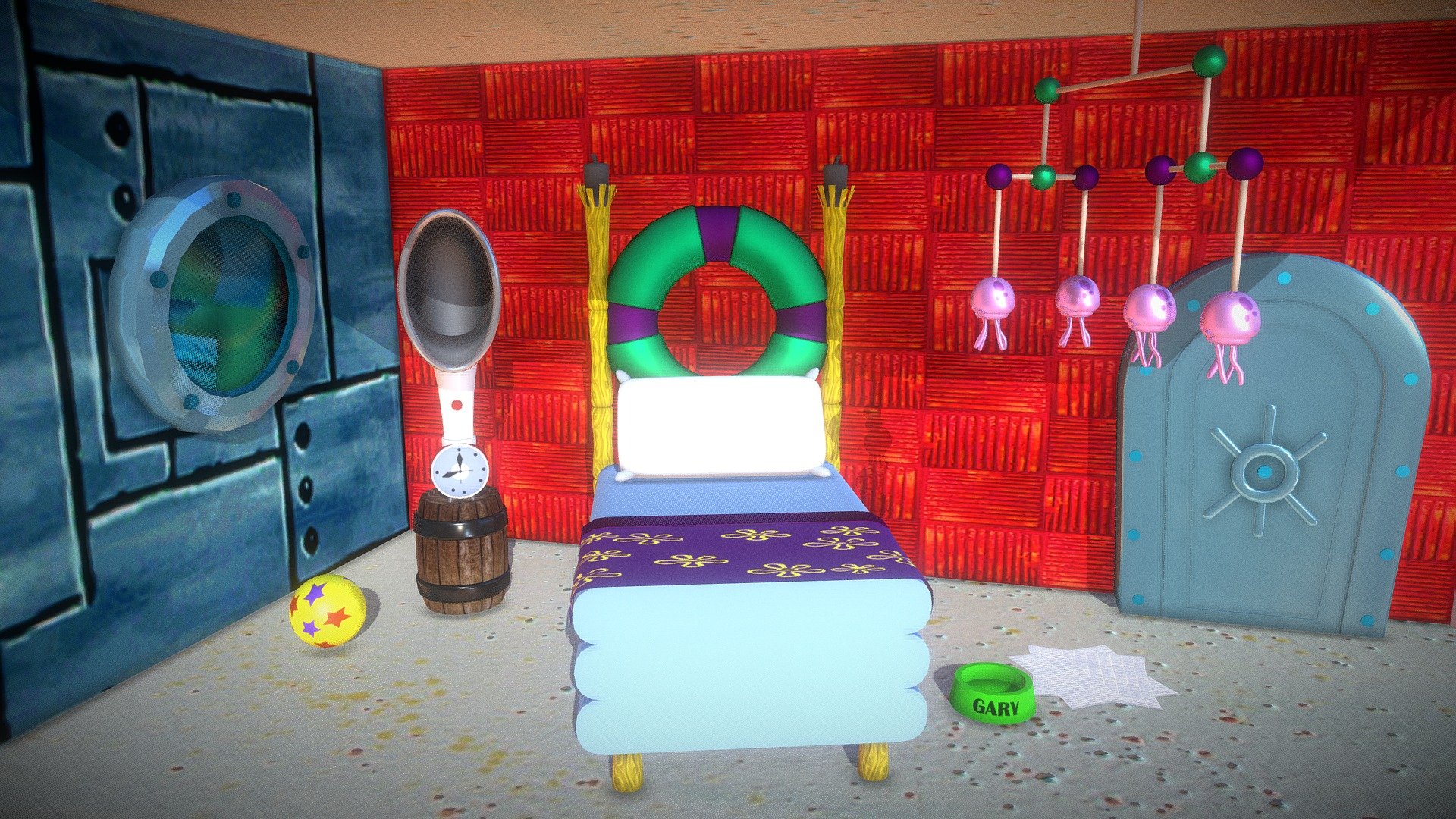 Spongebob's Bedroom - Download Free 3D model by Yanez Designs (@Yanez
