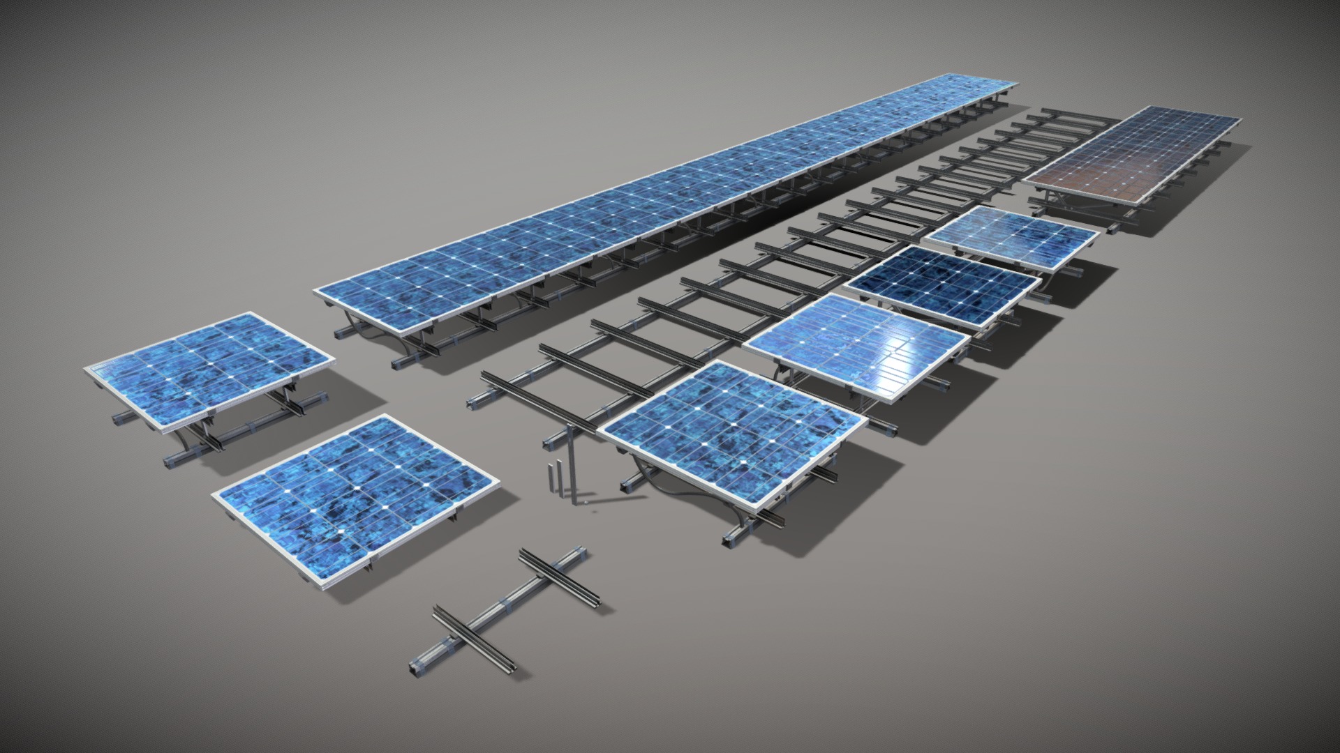 3D model Modular Photovoltaic-Panels (Wip-5) - This is a 3D model of the Modular Photovoltaic-Panels (Wip-5). The 3D model is about diagram, engineering drawing.